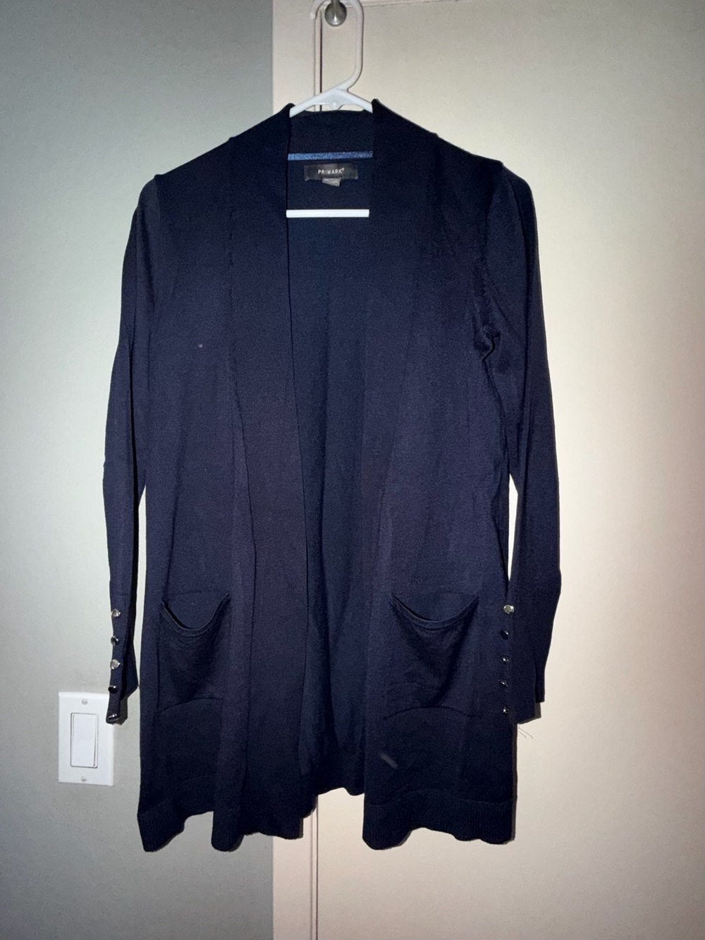 Primark Women's Open-Front Long Cardigan in Navy Blue